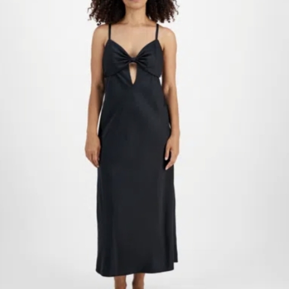 INC | Women's Satin Bow Nightgown In Black Color Large - Picture 1 of 7
